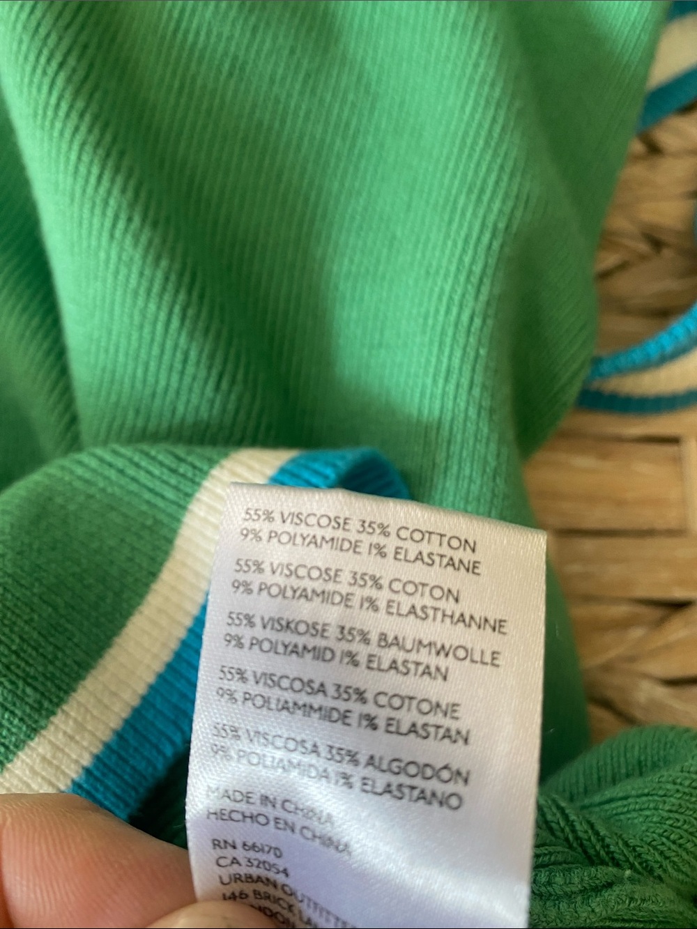 Free People Green Knit Tank Dress with Blue and White Trim - Picture 9 of 9